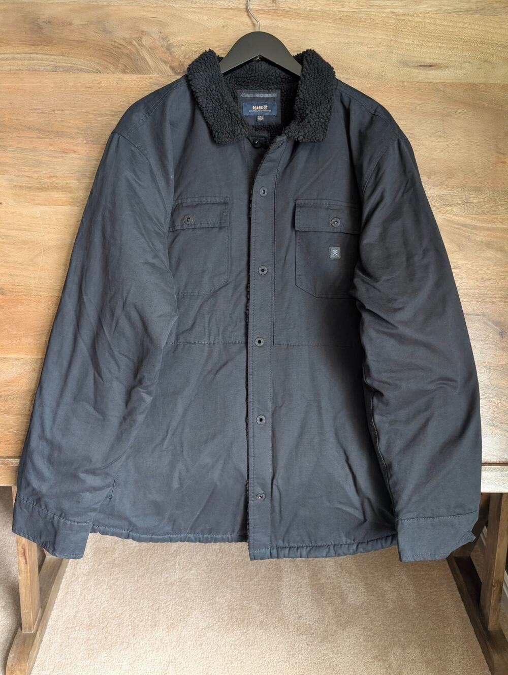 Roark Hebrides Jacket Men 2XL Black Sherpa Lined Hike Long Sleeve Snap Front NWT